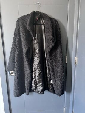 Black Textured Coat - Women's Elegant Open Front Jacket